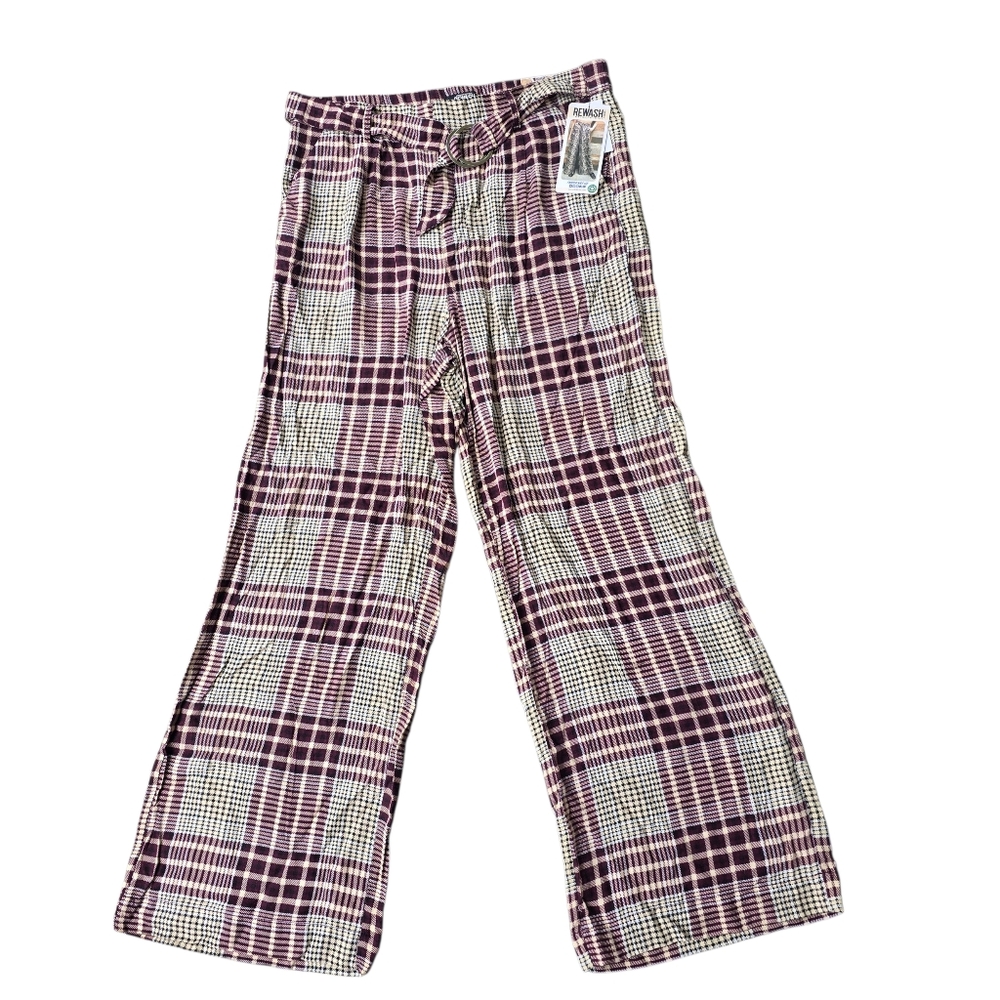 Rewash Burgundy and Cream Plaid Pants Size XL NWT